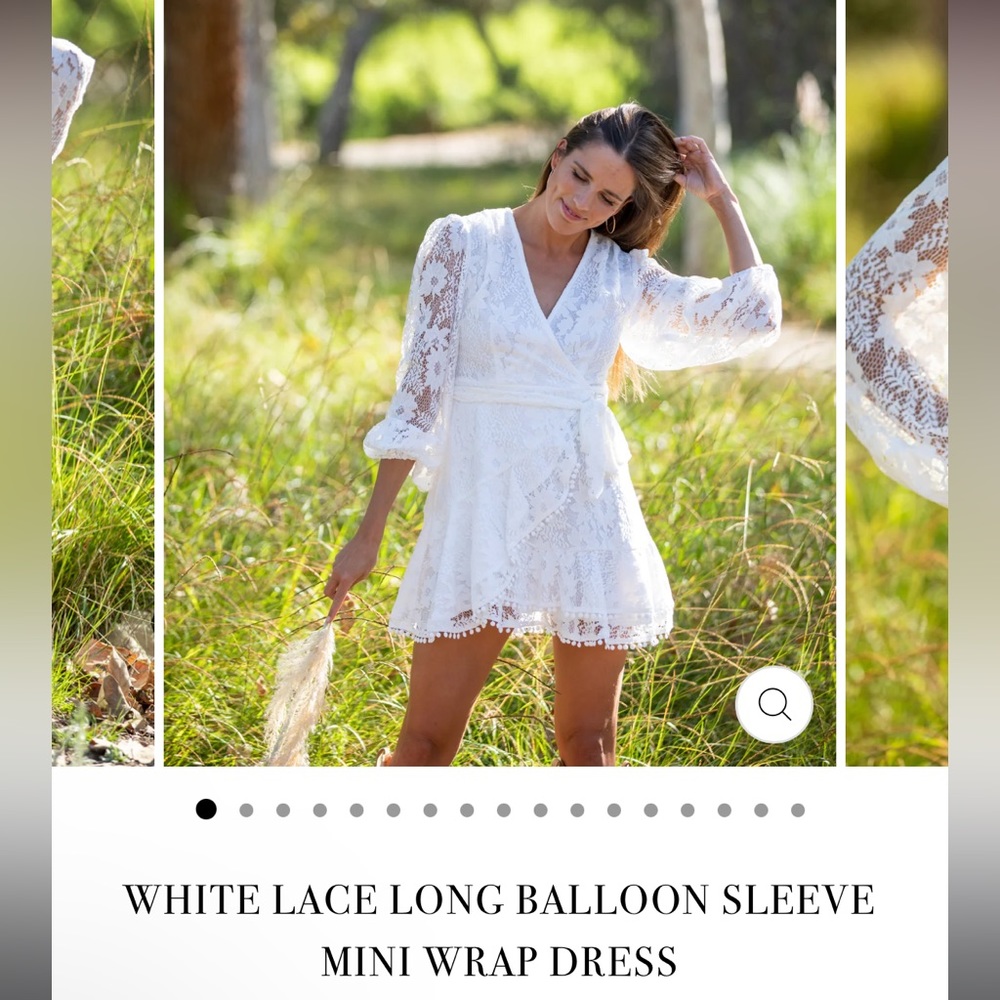 NWOT NBW Honeycloth White Lace Mini Wrap Dress